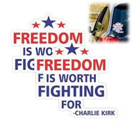 Lot de 2 autocollants Charlie Kirk Freedom Worth Fighting for, RIP Charlie Kirk, Fly High CharlieDecal en vinyle pour voiture, camion, mur, ordinateur portable, blanc, pour souvenir et hommage