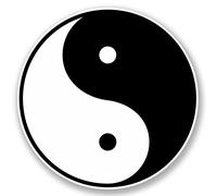 Lot de 2 autocollants chinois Yin Yang en vinyle pour iPad et ordinateur portable Motif karaté #4396 (10 cm x 10 cm)