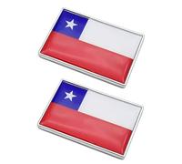 Lot de 2 autocollants chromés pour voiture, motif drapeau chilien, 5,8 x 4,1 cm, autocollants en métal pour camion, emblème patriotique de voiture.