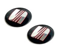 Lot de 2 autocollants de 56 mm, 60 mm, 65 mm de diamètre compatibles avec le style S.e..at_Auto, pour tuning, cache-moyeux, autocollants en aluminium avec emblème (56 mm)