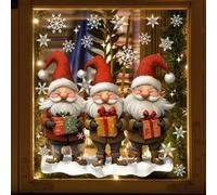 Lot de 2 autocollants de fenêtre de Noël réutilisables | PVC statique, amovible sans colle sans laisser de résidus, pour des surfaces en verre propres à l'intérieur