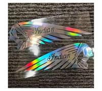 Lot de 2 autocollants de moto en PVC, badge indien, for réservoir de carburant, côté gauche et droit, logo de course, accessoires de décoration for casque, accessoires automobiles(Laser,20x7cm)