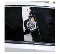 Lot De 2 Autocollants De Pilier B De Voiture Motif Rose Rouge Flamme Étanches Pour Porte De Voiture À Faire Soi-même Décoration Voiture(Type C)