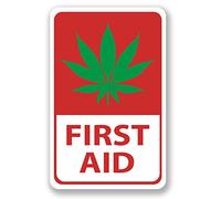 Lot de 2 autocollants de premier secours pour voiture, vélo, iPad, mauvaises herbes, drogues #4190 (6,5 cm de large x 10 cm de haut)