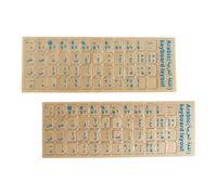Lot de 2 autocollants de remplacement pour clavier arabe anglais avec fond transparent et lettrage bleu pour ordinateur portable, claviers de bureau