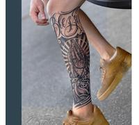 Lot De 2 Autocollants De Tatouage Temporaire À Base De Plantes, Fausse Prière, Adoration, Bouddha, Jus De Veau, Femme, Homme, Semi-Permanent, Non Réfléchissant, Étanche, Durée De 2 Semaines