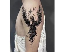 Lot De 2 Autocollants De Tatouage Temporaire À Base De Plantes, Fausses Ailes D'Ange, Jus De Bras De Fille, Femme, Homme, Semi-Permanent, Non Réfléchissant, Étanche, Durée De 2 Semaines