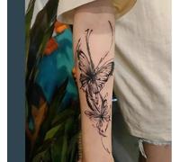 Lot De 2 Autocollants De Tatouage Temporaire À Base De Plantes, Faux Deux Papillons, Jus De Bras, Femmes Et Hommes, Semi-Permanents, Non Réfléchissants, Imperméables, Durée De 2 Semaines