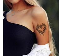 Lot De 2 Autocollants De Tatouage Temporaire À Base De Plantes, Style Américain, Pour Le Dos De La Main, La Poitrine, Le Bras, L'Épine, Le Cœur, Faux, Étanche, D'Une Durée De 2 Semaines