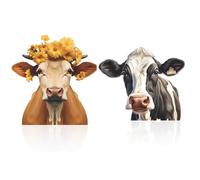 Lot de 2 autocollants de vache décoratifs 3D drôle animal vache autocollant pour voiture autocollant mural animal fenêtre d'été pour salon, chambre à coucher, chambre d'enfant, voiture, fenêtre, porte