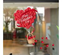 Lot de 2 autocollants double face pour fenêtre de Saint-Valentin en forme de cœur rouge pour surfaces en verre dans les maisons, salles de ortoirs et centres communautaires (C)