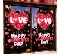 Lot de 2 autocollants double face pour la Saint-Valentin, cœurs rouges, vigne de rose, décorations romantiques pour fête (B)