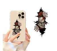 Lot de 2 autocollants drôles effrayants pour coque de téléphone Horreur-Nouiroy Halloween Poupée sanglante regardant Autocollant 3D pour étui de téléphone, ordinateur portable,(poupée sanglante)