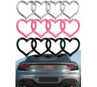 Lot de 2 autocollants en forme de cœur en ABS pour décoration extérieure de coffre arrière + logo unique 4 cœurs modifié pour une ambiance cool (rose)