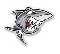 Lot de 2 autocollants en forme de requin en colère pour voiture, vélo, iPad, ordinateur portable, mâchoires de poisson, plongée sous-marine #4249 (10 cm de large x 7,2 cm de haut)