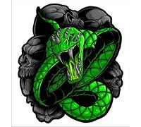 Lot de 2 autocollants en forme de serpent vert 12,7 x 12,7 cm