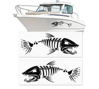 Lot de 2 autocollants en forme de squelette de bateau - Autocollants de décoration pour canoë, kayak, voiture, SUV, 20,3 x 71,1 cm