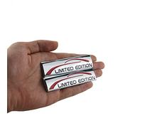 Lot de 2 autocollants en métal 3D avec logo en édition limitée pour voiture, garde-boue, coffre de sport (chromé)