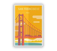 Lot de 2 autocollants en vinyle 10 cm/100 mm San Francisco USA pour bagages de voyage #7996
