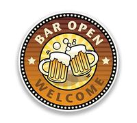 2 x Stickers en vinyle Welcome OPEN BAR Pub bière # 7176 - 10cm/100mm Wide