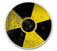 Lot de 2 autocollants en vinyle 10 cm - Avertissement radioactif nu ire Tchernobyl décalcomanies pour ordinateurs portables, tablettes, bagages, scrapbooking, réfrigérateurs, 8950