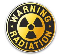 Lot de 2 autocollants en vinyle 10 cm - Panneau d'avertissement de rayonnement nucléaire pour ordinateurs portables, tablettes, bagages, scrapbooking, réfrigérateurs, #7151