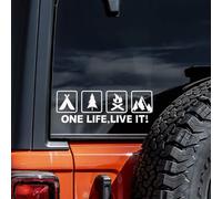 Lot de 2 autocollants en vinyle 30 x 10,5 cm « One Life Live It! » Convient aux vitres de voiture, pare-chocs, fenêtres, verre, murs, accessoires extérieurs imperméables pour voitures | #DZ229 (blanc)