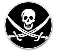 Lot de 2 autocollants en vinyle 7,5 cm - Drapeau pirate Jolly Roger Ship Skull #24025