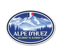Lot de 2 autocollants en vinyle Alpe d'Huez de 10 cm - France station de ski française, snowboard, montagnes, voyage, vacances, emplacement autocollant scrapbooking #83499