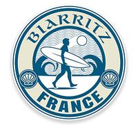 Lot de 2 autocollants en vinyle Biarritz France pour voiture, ordinateur portable, bagage, voyage, surf, cool #9244 (10 cm de large x 10 cm de haut)