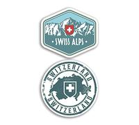 Lot de 2 autocollants en vinyle de 10 cm de large - Carte des Alpes suisses - Cadeau de voyage #78524