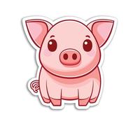 Lot de 2 autocollants en vinyle de 10 cm en forme de cochon - Motif cochon rose animal de la ferme Kawaii personnages pour enfants dessins animés mignons filles garçons scrapbooking autocollant #81991