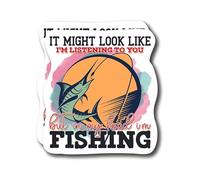 Lot de 2 autocollants en vinyle de qualité supérieure avec inscription « It Might Look Like I'm Listening To You But In My Head I'm Fishing » - Autocollant amusant de pêche pour pêcheur - Autocollant poisson coloré - Lot de 2 autocollants en vinyle de qualité supérieure | 12,7 cm sur le côté le plus large | Fabriqué aux États-Unis - FHJ659