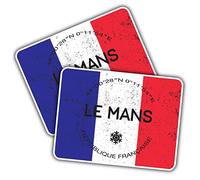 Lot de 2 autocollants en vinyle - Forme rectangulaire - 10 x 7 cm - Drapeau du Mans France - Pour ordinateur portable, tablette, bagages, voiture, mur, réfrigérateur, porte - #60174