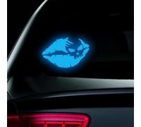 Lot de 2 autocollants en vinyle imperméable et réfléchissant pour voiture, camion, moto, ordinateur portable, casque - Motif tête de mort - Bleu