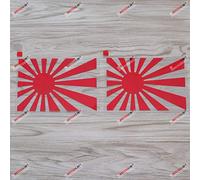 Lot de 2 autocollants en vinyle JDM Japon représentant le soleil levant du Japon - Rouge - 7,6 cm - Découpe sans arrière-plan pour Toyota Honda Mazda