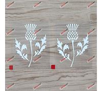 Lot de 2 autocollants en vinyle Motif chardon écossais Blanc 10,2 cm