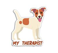 Lot de 2 autocollants en vinyle Motif chien thérapeute Jack Russell Terrier Dessin animé Illustration Chiot Animaux de compagnie Support Laptop Home Sticker #79882