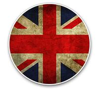 Lot de 2 autocollants en vinyle Motif drapeau anglais vintage 7,5 cm, 10 cm