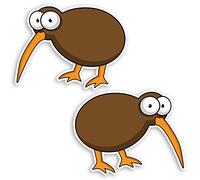 Lot de 2 autocollants en vinyle Motif oiseaux de Kiwi de 10 cm - Nouvelle-Zélande, 10cm Wide