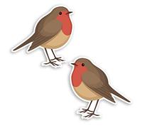 Lot de 2 autocollants en vinyle Motif rouge-gorge rouge 10 cm #34914