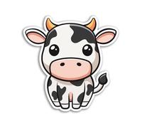 Lot de 2 autocollants en vinyle motif vache de 10 cm - Veau noir et blanc animaux de la ferme Kawaii personnages de dessins animés mignons filles garçons scrapbooking autocollant #82000