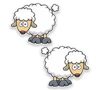 Lot de 2 autocollants en vinyle pour ordinateur portable, casque, vélo, voiture, enfants, ferme, agneau #9277 (10 cm de large x 8,5 cm de haut)