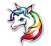 Lot de 2 autocollants en vinyle pour ordinateur portable Motif licorne Motif poney (8,5cm de large x 10 cm de hauteur)