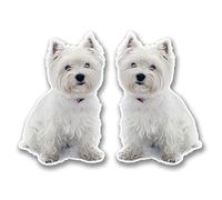 Lot de 2 autocollants en vinyle pour ordinateur portable Motif West Highland Terrier 6,5 x 10 cm