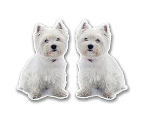 Lot de 2 autocollants en vinyle pour ordinateur portable Motif West Highland Terrier 6,5 x 10 cm