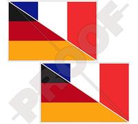 Lot de 2 autocollants en vinyle pour pare-chocs Motif drapeau allemand/français 75 mm