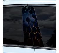 Lot de 2 autocollants en vinyle pour voiture 3D Structure en nid d'abeille B Colonnes Autocollants imperméables pour portes Protection solaire Résistant aux rayures Personnalisés Autocollants de