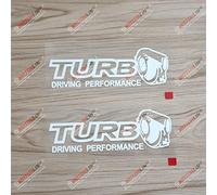 Lot de 2 autocollants en vinyle pour voiture - Blanc - 15,2 cm - Turbo Driving Performance - JDM Boost Racing Drift