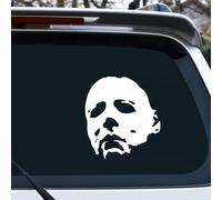 Lot de 2 autocollants en vinyle pour voitures Killer Michael Horreur personnages classiques du film d'horreur effrayant pour fenêtre de voiture, pare-chocs (blanc, visage intégral)
